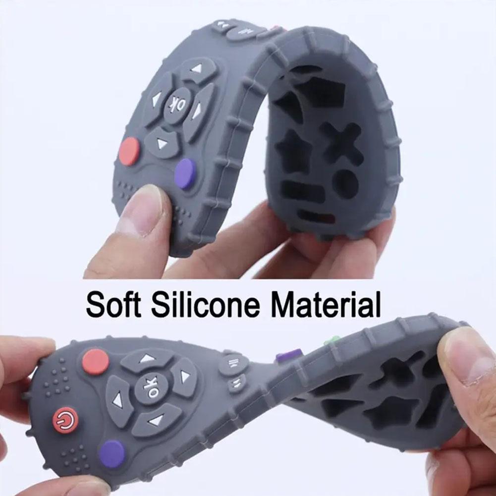 Baby Products Natural - ベビーシリコンリモコン型歯固め、赤ちゃんの手を噛むのを防ぐ歯固めスティック、漫画柄の心地よい歯固めおもちゃ、認知発達用歯固めおもちゃ