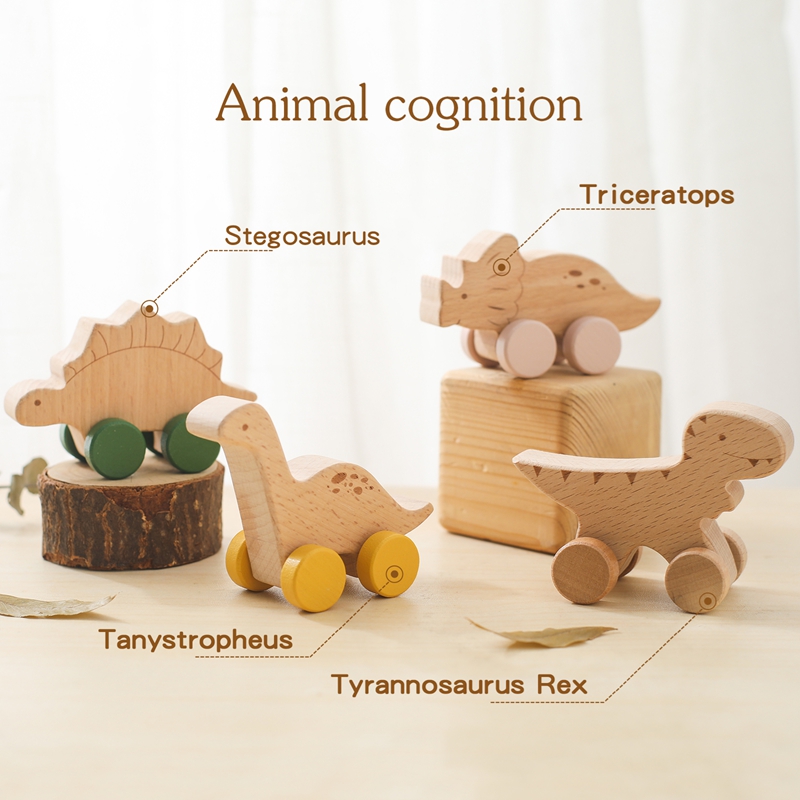 Baby Products Natural - 1PC ベビーおもちゃブナ材ブロック漫画恐竜車教育モンテッソーリおもちゃベビー歯固めプレイジムベビー誕生日プレゼント製品