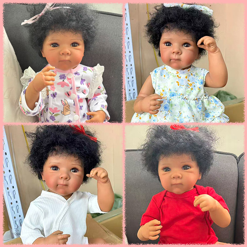 Baby Products For Curly Hair - 複数のスタイルから選べるダークスキンフルビニールボディベティ19インチリボーンドール、多層塗装、手植えカーリーヘア