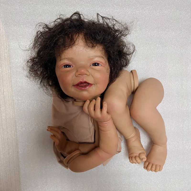 Baby Products For Curly Hair - NPK 18インチ ダークスキン 手植え黒髪カーリーヘア リボーンドールキット チャーリー