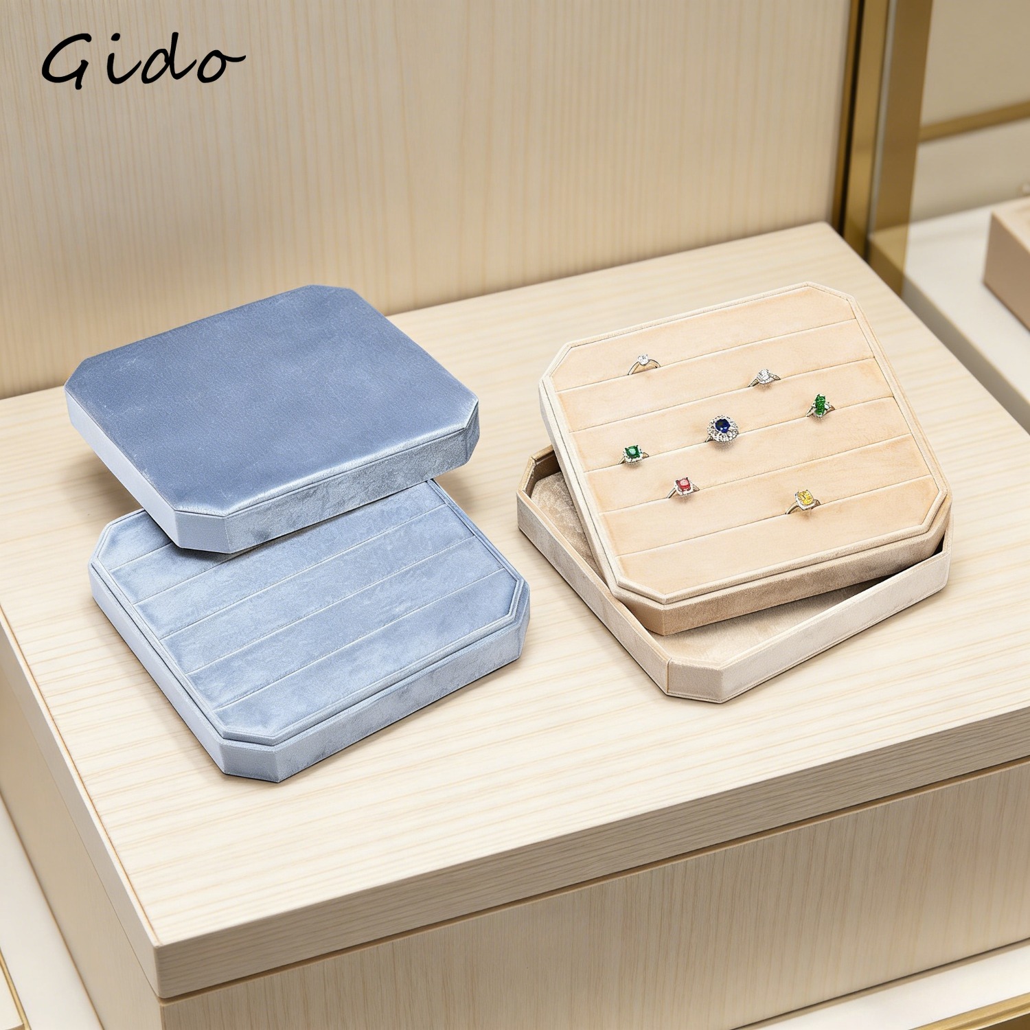 Baby Products Storage Box - ベルベットリングイヤリングオーガナイザーボックス大容量ジュエリー収納ケースペンダントネックレスディスプレイホルダー旅行や自宅用