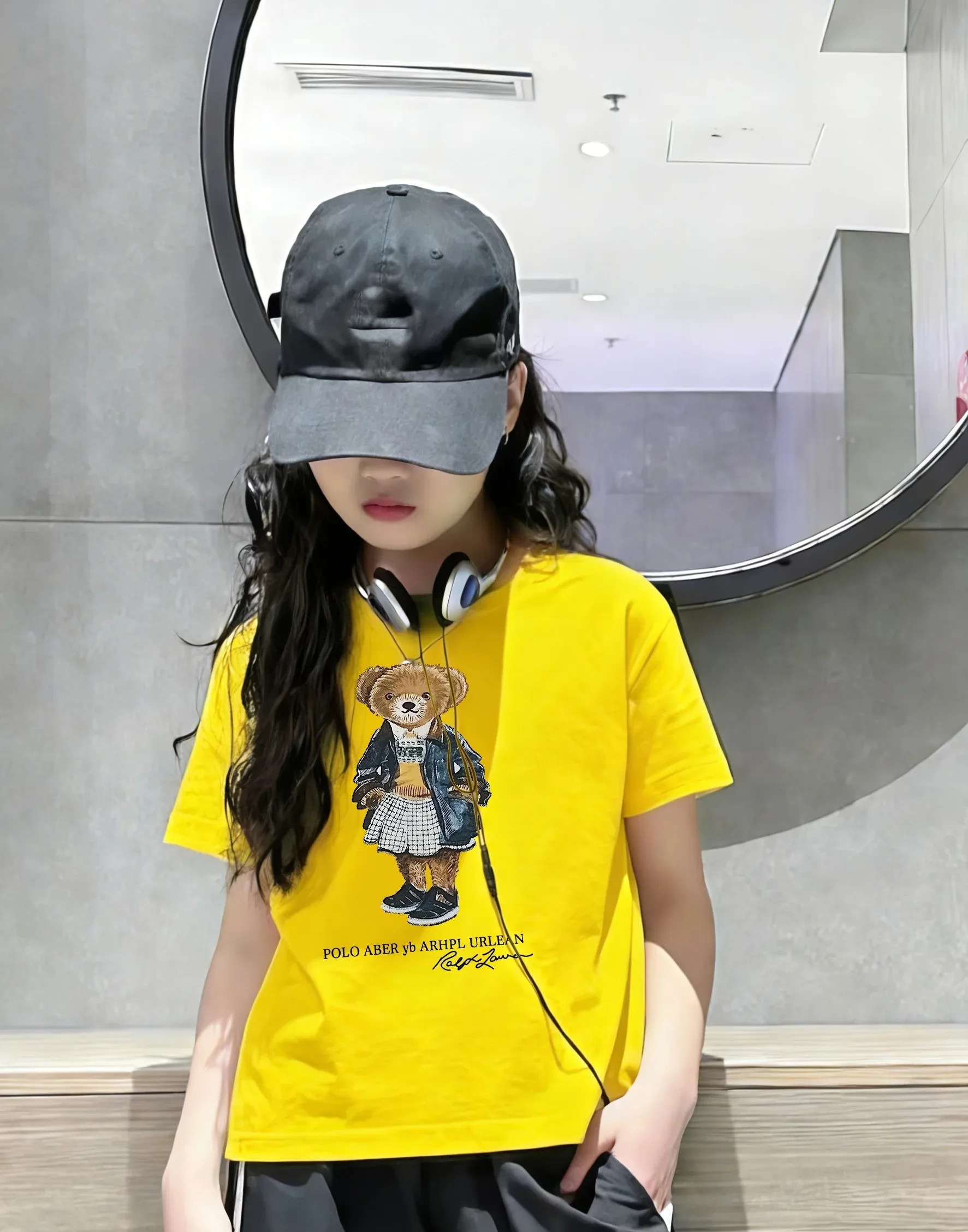Baby Products Ads - 新しい子供用Tシャツ、砂糖を加えた夏の新作、女の子向け、漫画のテディベア柄半袖Tシャツ、ベビー用、かわいい柄