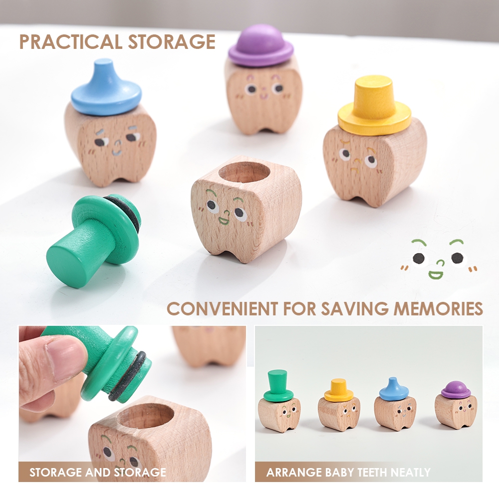 牛乳の歯を保管するための木製ボックス,漫画のお土産,幼児,男 - Baby Products Natural のレビューと価格