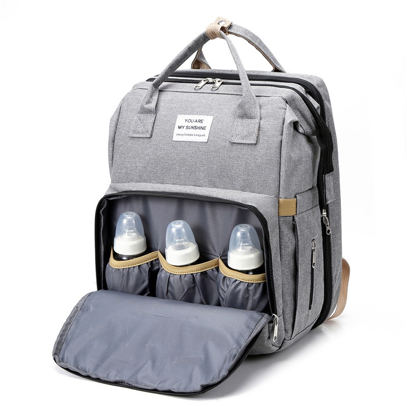 おしゃれな折りたたみ式ベビーベッド付きマザーズバッグ 大容量 - Diaper Bag Backpack のレビューと価格