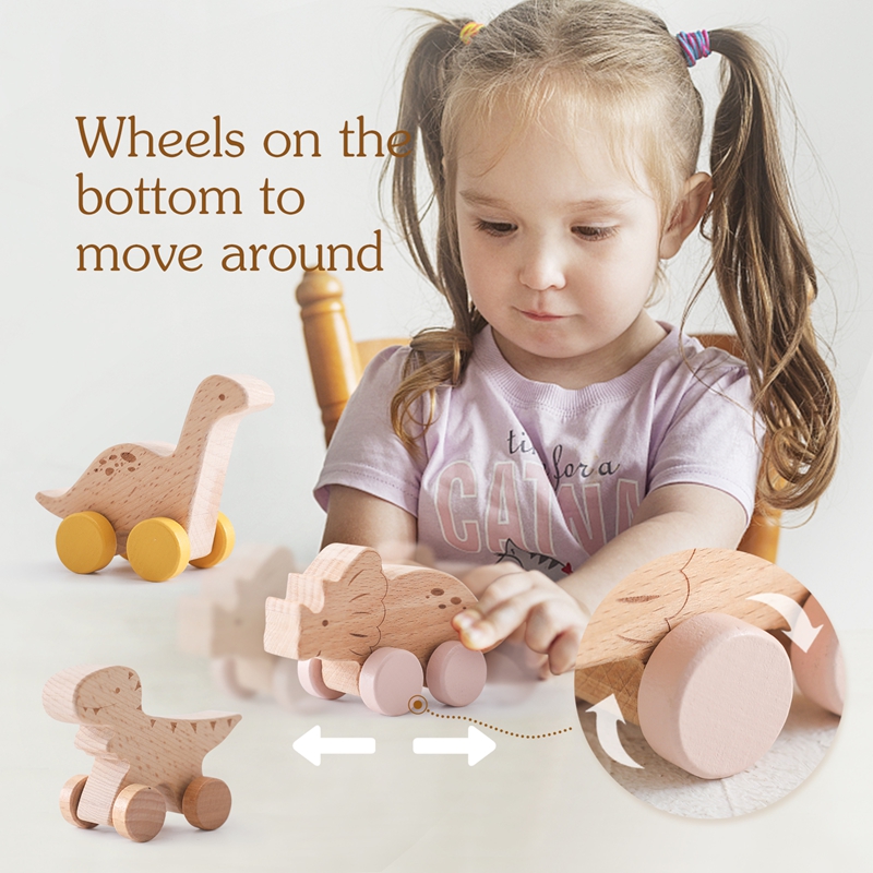 1PC ベビーおもちゃブナ材ブロック漫画恐竜車教育モンテッソ - Baby Products Natural のレビューと価格