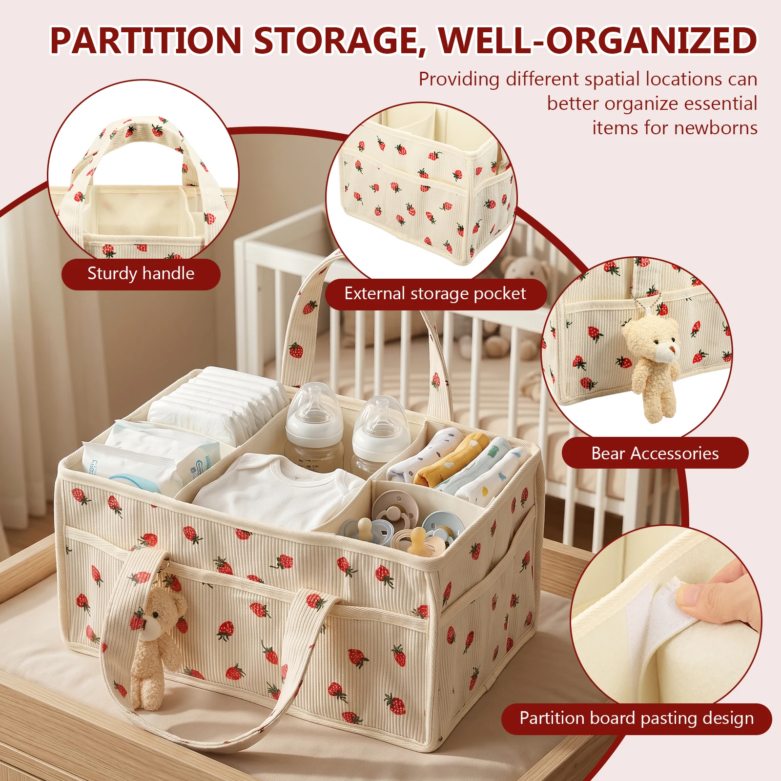 ベビーおむつおしりふき収納バスケットオーガナイザー、ポータブ - Baby Products Organiser のレビューと価格