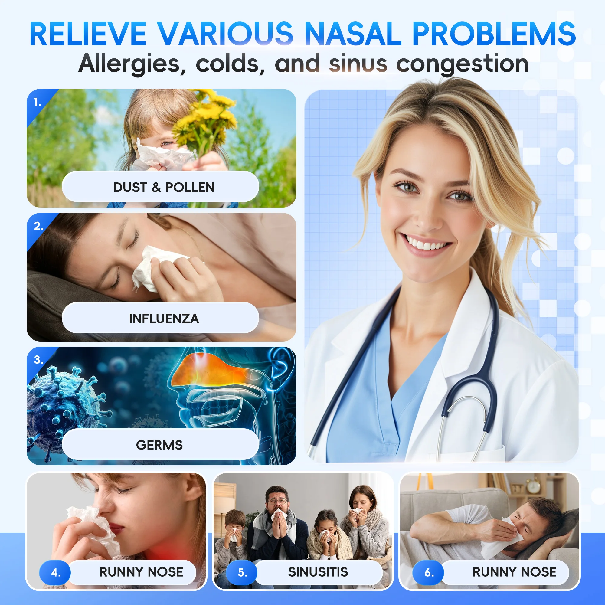鼻洗浄システム、水槽と廃棄物収集タンク付き副鼻腔洗浄機 -  - Nasal Aspirator のレビューと価格