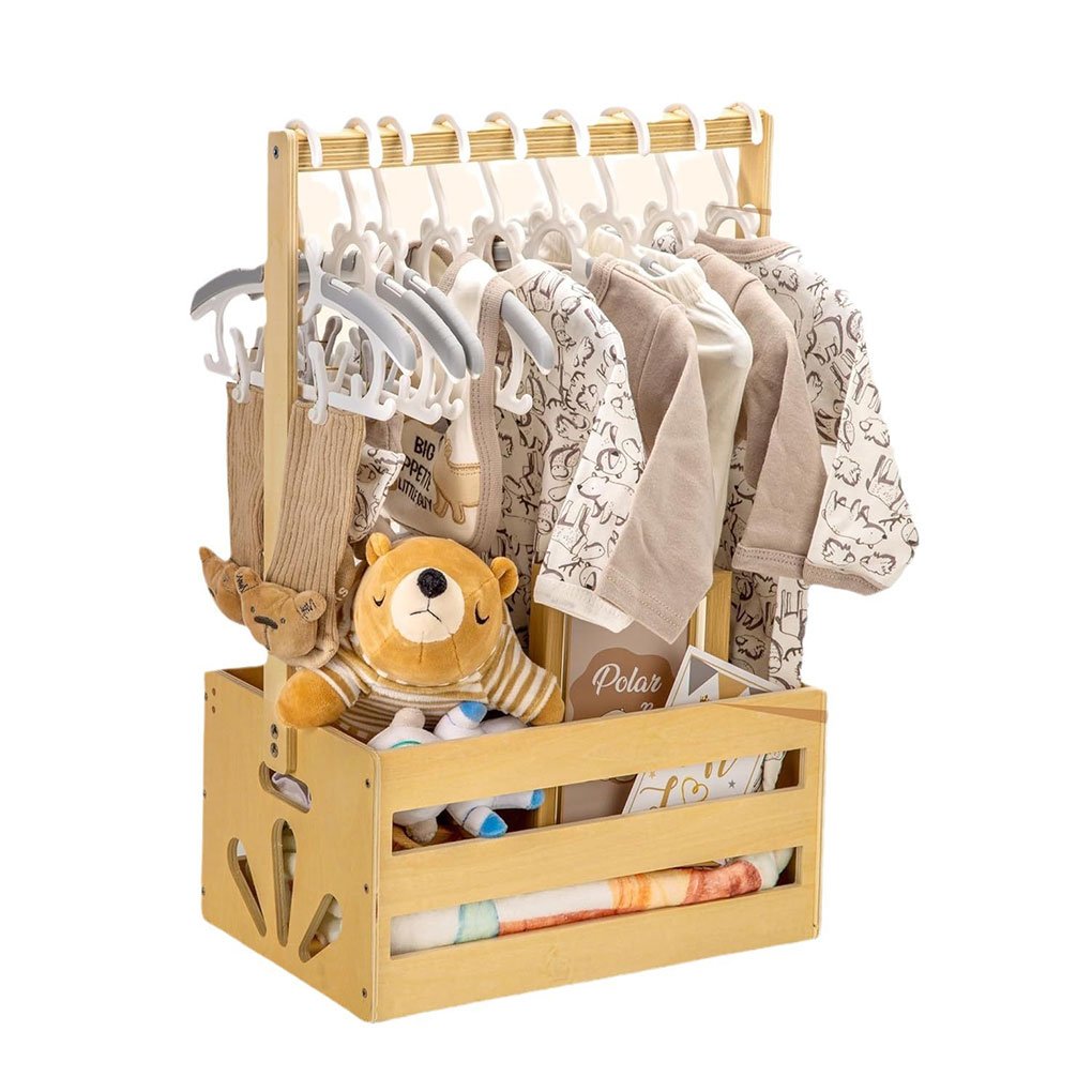 無垢材のハンドルが付いた大きな木製収納バスケット、ベビー用品 - Baby Products Storage Box のレビューと価格